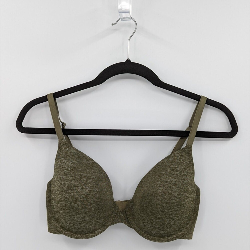 Victoria's Secret Bra Women's 34D Moss Green Heather Uplift Semi Demi T-shirt